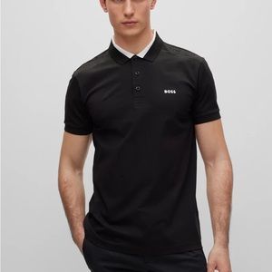 STRETCH-COTTON SLIM-FIT POLO SHIRT WITH LOGO INSERTS